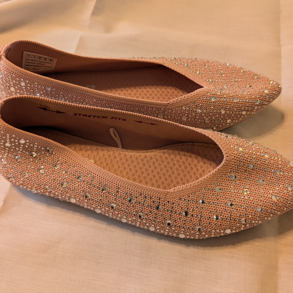 Sketchers Cleo Women's Beaded Flats, Size 7, Rose Color